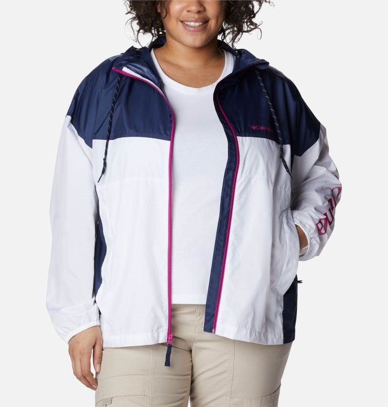 Jacheta Columbia Flash Challenger Novelty Windbreaker Dama Albi Bleumarin | Plus Size DI07Z98QM